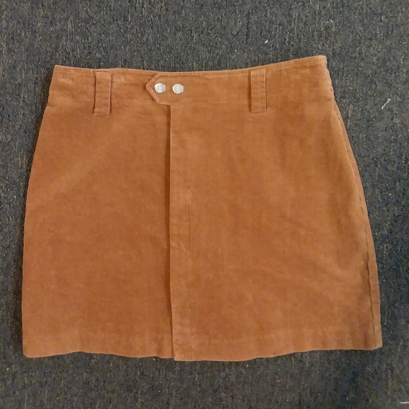 Corduroy Button Tab Mini Skirt in Tan - Picture 2 of 4